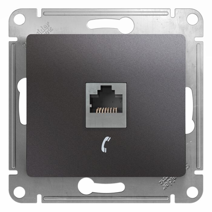 Розетка телефонная RJ11 Schneider Electric GLOSSA, скрытый монтаж, графит, GSL001381T