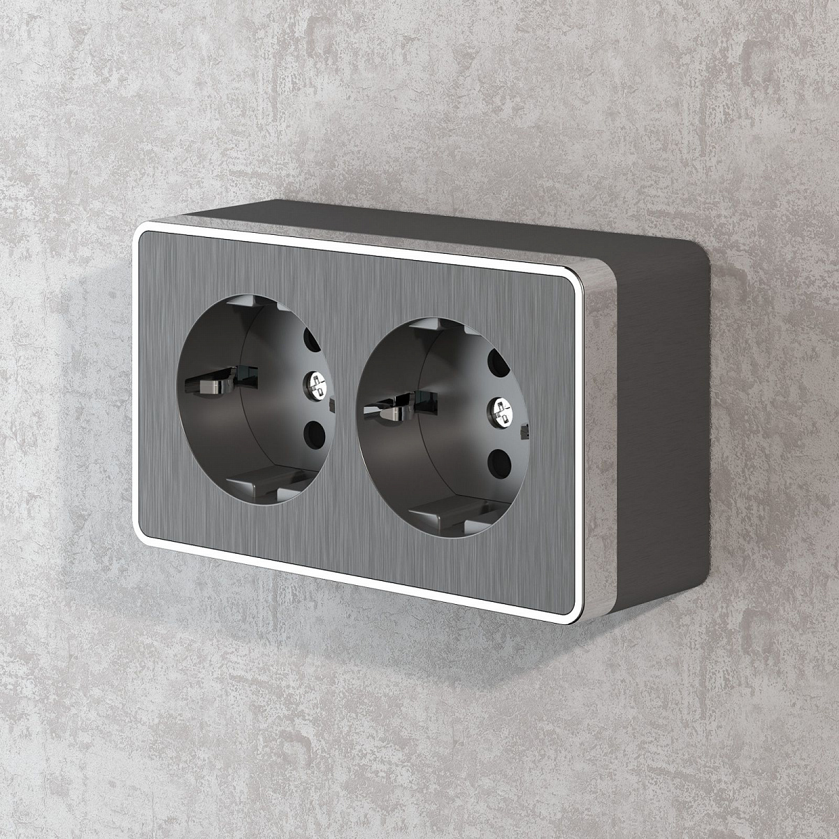 Розетка двойная с заземлением Gallant графит рифленый W5072104